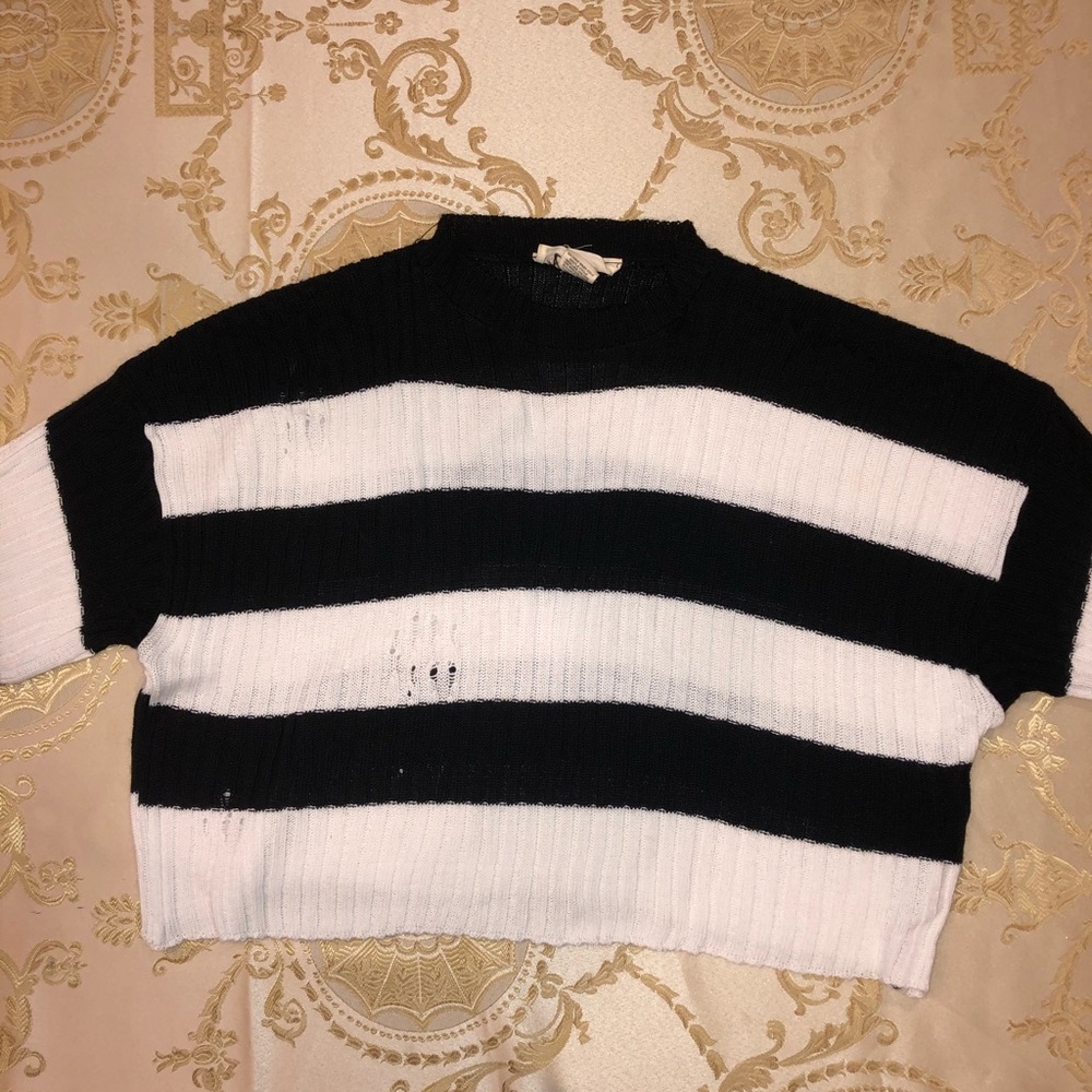 NWOT Distressed Striped Sweater